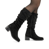 Rieker Ruched Knee High Boot In Black