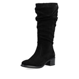 Rieker Ruched Knee High Boot In Black