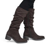 Rieker Ruched Knee High Boot In Espresso