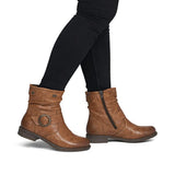 Rieker Ruched Mid Boot In Brown