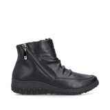 Rieker Ruched Zip Ankle Boot In Black