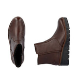 Rieker Warm Lined Wedge Boot In Brown