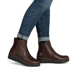 Rieker Warm Lined Wedge Boot In Brown