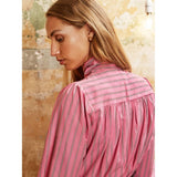 Ro&zo Bow-detailed Striped Cotton Shirt In Pink