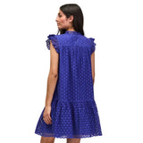 Ro&Zo Broderie Anglaise Cotton Mini Dress In Blue