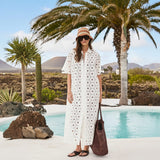 Ro&Zo Broderie Scallop Sleeve Shirt Dress In Ivory