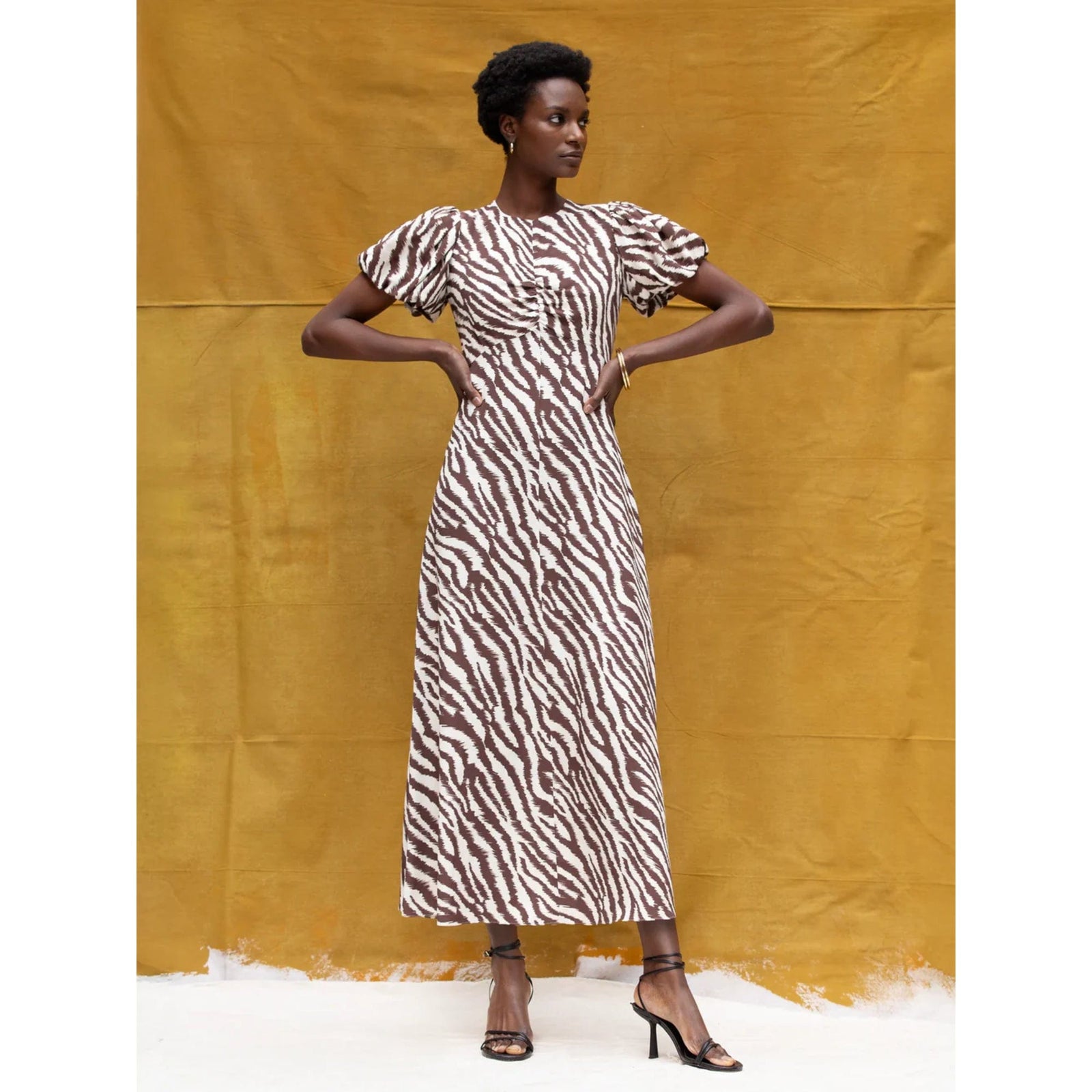 Ro&Zo Brown Zebra Print Puff Sleeve Dress Ro&Zo Brown Zebra Print Puff Sleeve Dress