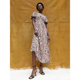Ro&Zo Brown Zebra Print Puff Sleeve Dress