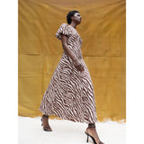 Ro&Zo Brown Zebra Print Puff Sleeve Dress