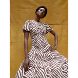 Ro&Zo Brown Zebra Print Puff Sleeve Dress