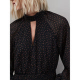 Ro&Zo Caramel Dash Print Tiered Mini Dress in Black