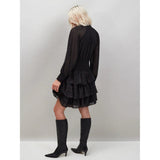 Ro&Zo Caramel Dash Print Tiered Mini Dress in Black