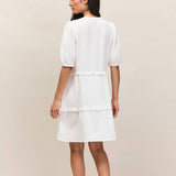 Ro&Zo Cheesecloth Frill-Detail Mini Dress In Ivory
