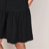 Ro&Zo Cheesecloth Frill Neck Mini Dress In Black