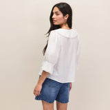 Ro&Zo Cheesecloth Ruffle-Front Blouse In Ivory
