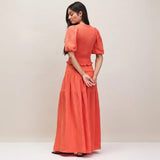 Ro&Zo Cheesecloth Shirred Waistband Skirt In Coral