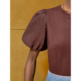 Ro&Zo Chocolate Pure Cotton Puff Sleeve T-Shirt
