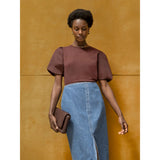 Ro&Zo Chocolate Pure Cotton Puff Sleeve T-Shirt