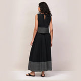 Ro&Zo Cotton Contrast-Stitch Maxi Skirt In Black