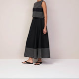 Ro&Zo Cotton Contrast-Stitch Maxi Skirt In Black