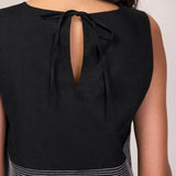 Ro&Zo Cotton Contrast-Stitch Shell Top In Black
