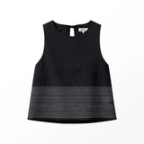 Ro&Zo Cotton Contrast-Stitch Shell Top In Black