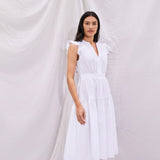 Ro&Zo Cotton Frill Sleeve Dress In White