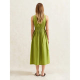 Ro&Zo Cotton Voile Keyhole Front Midi Dress In Green