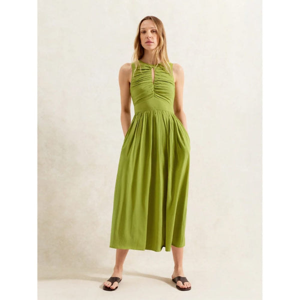 Ro&Zo Cotton Voile Keyhole Front Midi Dress In Green Ro&Zo Cotton Voile Keyhole Front Midi Dress In Green
