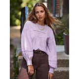 Ro&Zo Crochet-Detail Cotton Blouse In Liac