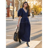 Ro&Zo Denim Puff Sleeve Midi Dress