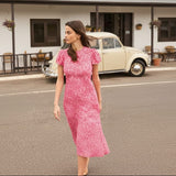 Ro&Zo Ditsy Floral Puff Sleeve Dress In Pink