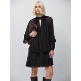 Ro&Zo Black Dobby Ruffle Short Dress