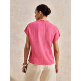 Ro&Zo Frill-Detail V-Neck Cheesecloth Top In Pink
