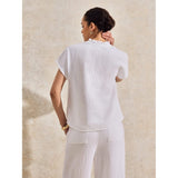 Ro&Zo Frill-Detail V-Neck Cheesecloth Top In White