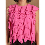 Ro&Zo Frill Front Top in Pink