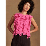 Ro&Zo Frill Front Top in Pink