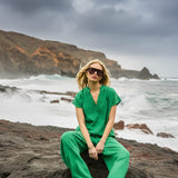 Ro&Zo Frill-Neckline Cheesecloth Top In Green
