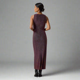 ro&Zo Gabriela Burgundy Super Sparkle Column Midi Dress