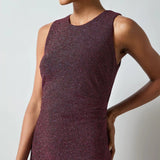ro&Zo Gabriela Burgundy Super Sparkle Column Midi Dress