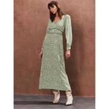 Ro&Zo Green Ditsy Waist Detail Dress In Green