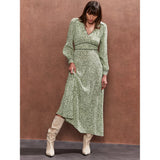 Ro&Zo Green Ditsy Waist Detail Dress In Green