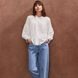 Ro&Zo Ivory Smocked Detail Blouse In Ivory