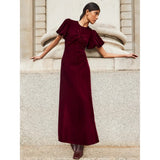 Ro&Zo Jessie Plum Velvet Puff Sleeve Dress