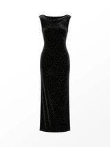 Ro&Zo Joanna Studded Velvet Dress In Black