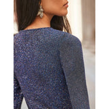 Ro&Zo Kylie Midnight Blue Sparkle Ruched-Front Maxi Dress in Blue