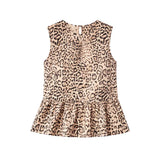 Ro&Zo Leopard Print Cotton Peplum Top