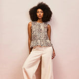 Ro&Zo Leopard Print Cotton Peplum Top