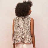 Ro&Zo Leopard Print Cotton Peplum Top