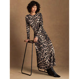 Ro&Zo Leopard Print Waist Detail Maxi Dress in Brown